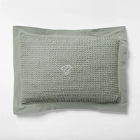 Organic Cotton Waffle Sage Shadow Green King Bed Pillow Sham