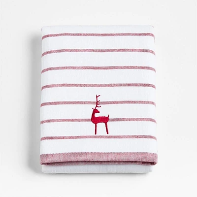 Organic Cotton Luminous Red Reindeer Embroidered Guest Towel