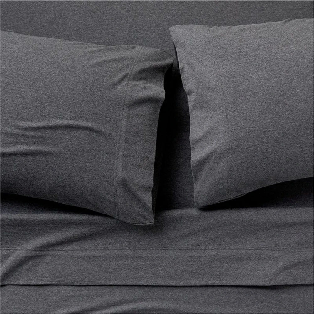 Cozysoft Organic Cotton Jersey Charcoal Grey Queen Bed Sheet Set