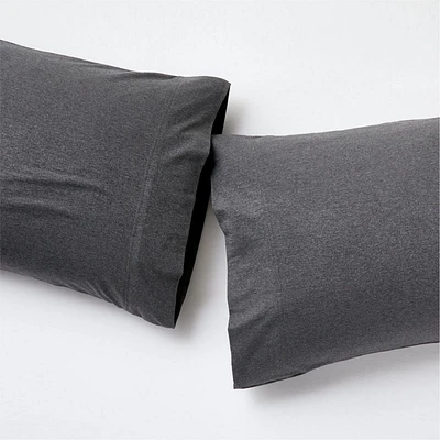 Cozysoft Organic Cotton Jersey Charcoal Grey Standard Pillowcases, Set of 2