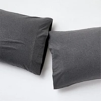 Cozysoft Organic Cotton Jersey Charcoal Grey Standard Pillowcases, Set of 2