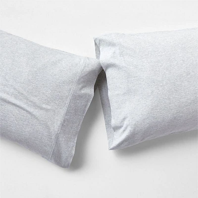 Cozysoft Organic Cotton Jersey Light Grey King Pillowcases, Set of 2