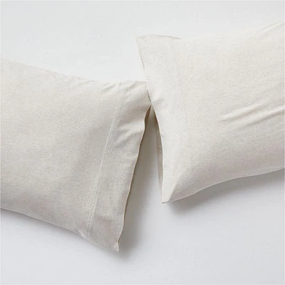 Cozysoft Organic Cotton Jersey Oatmeal Brown Standard Pillowcases, Set of 2