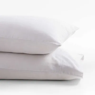 Organic Double Weave Light Grey King Pillowcase, Set of 2