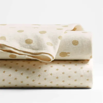 Natural Organic Heathered Jersey Baby Swaddle Blankets, Set of 2