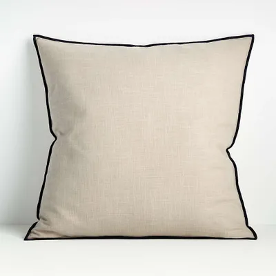 Organic Moonbeam 23" Merrow Stitch Cotton Pillow with Down-Alternative Insert