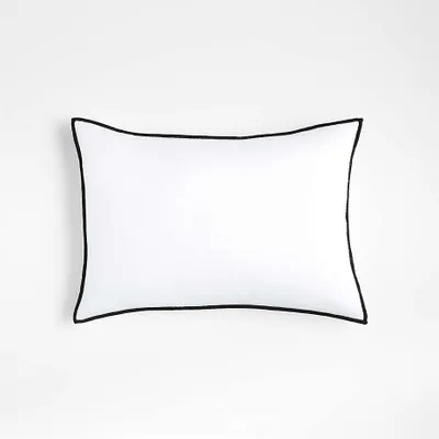 Black and White 22"x15" Merrow Stitch Cotton Throw Pillow Cover