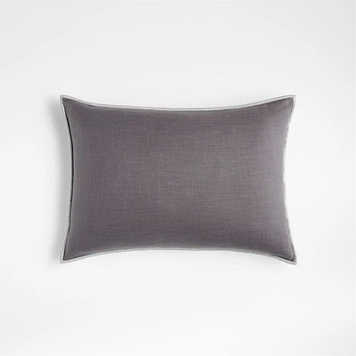 Grey 22"x15" Merrow Stitch Cotton Throw Pillow Cover