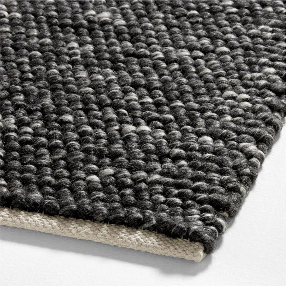 Orly Wool Blend Textured Black Area Rug 6'x9'
