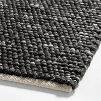 Orly Wool Blend Textured Black Area Rug 6'x9'