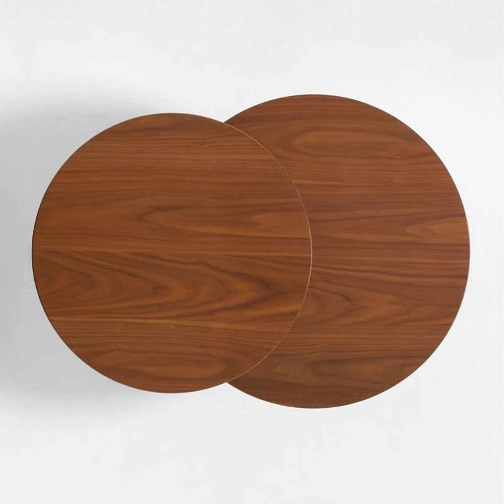 Oro Natural Walnut Wood Tiered Side Table