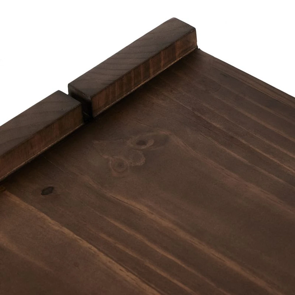 Oscar Brown Pine Wood Rectangular End Table