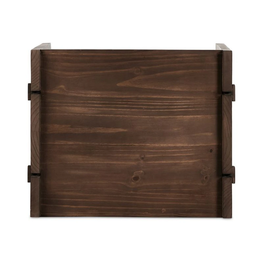 Oscar Brown Pine Wood Rectangular End Table