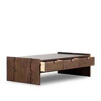 Oscar Brown Pine Wood 52" Rectangular Storage Coffee Table