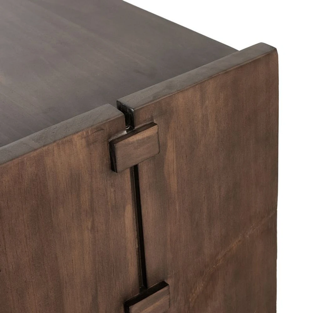 Oscar Brown Pine Wood 52" Rectangular Storage Coffee Table