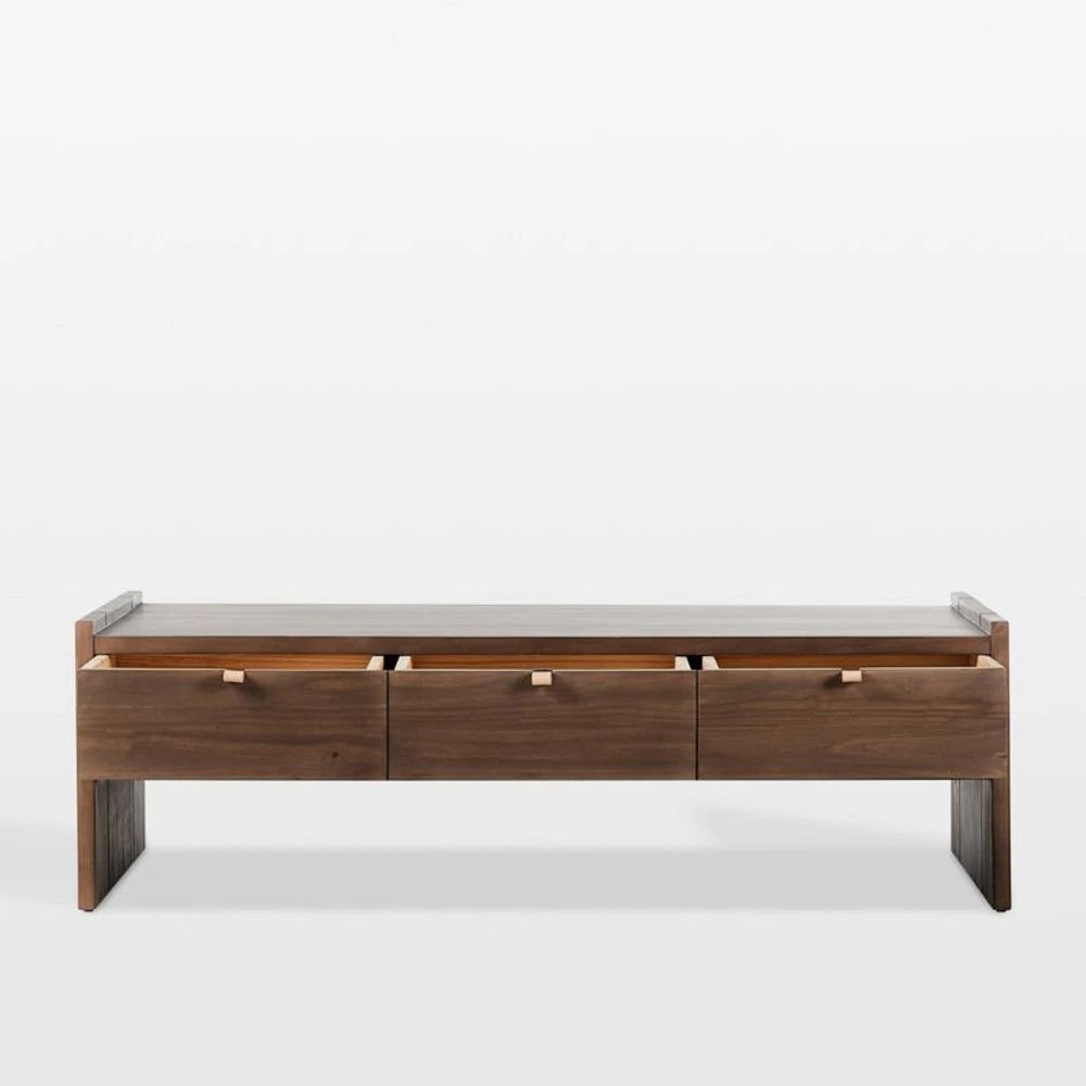 Oscar Brown Pine Wood 52" Rectangular Storage Coffee Table
