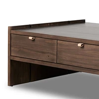 Oscar Brown Pine Wood 52" Rectangular Storage Coffee Table