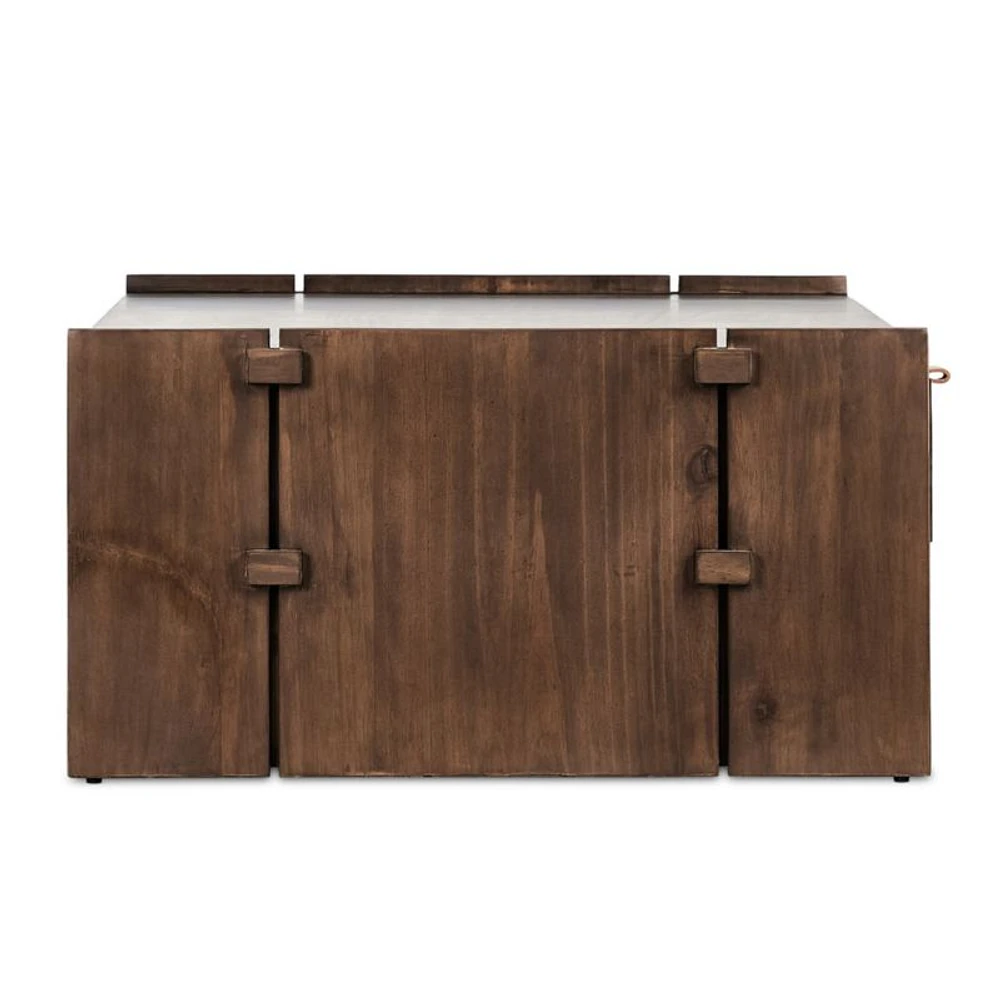 Oscar Brown Pine Wood 52" Rectangular Storage Coffee Table