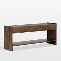 Oscar Brown Pine Wood 78" Rectangular Storage Console Table