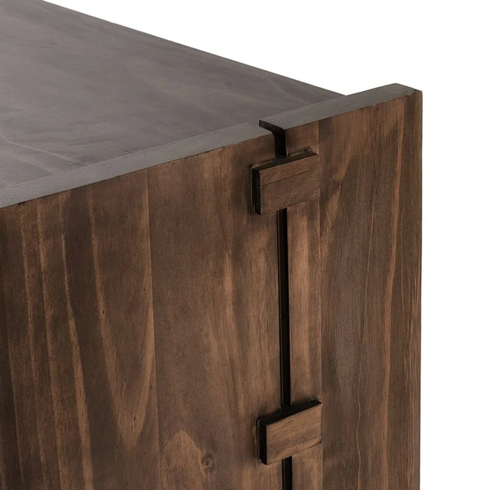 Oscar Brown Pine Wood 78" Rectangular Storage Console Table