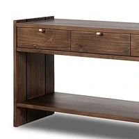 Oscar Brown Pine Wood 78" Rectangular Storage Console Table