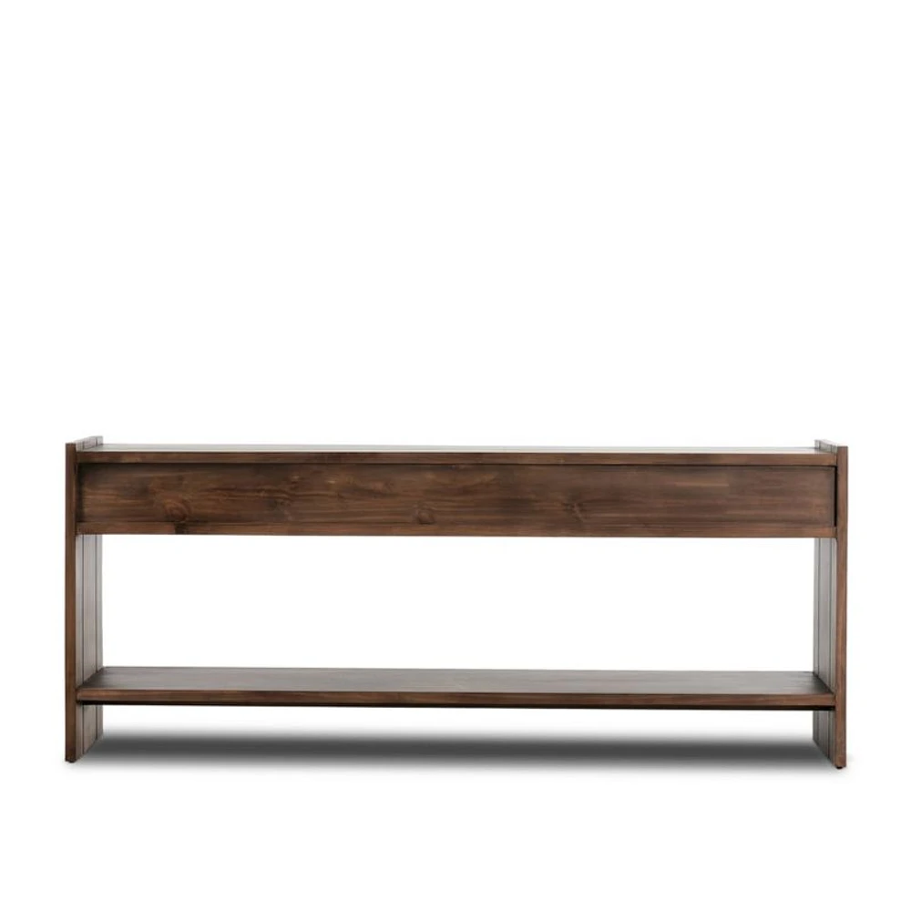 Oscar Brown Pine Wood 78" Rectangular Storage Console Table