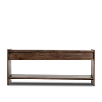 Oscar Brown Pine Wood 78" Rectangular Storage Console Table