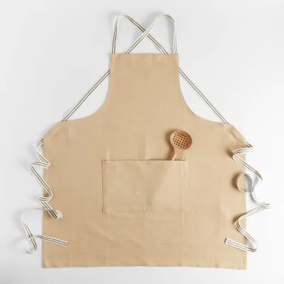 Oslo Cross-Back Natural Beige Apron with Pocket