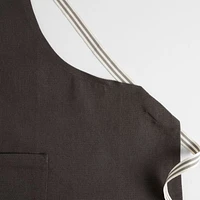 Oslo Cross-Back Gray Linen-Organic Cotton Apron with Pocket