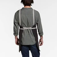 Oslo Cross-Back Gray Linen-Organic Cotton Apron with Pocket