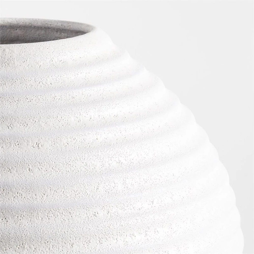 Otsu Round White Ceramic Textured Vase 12"