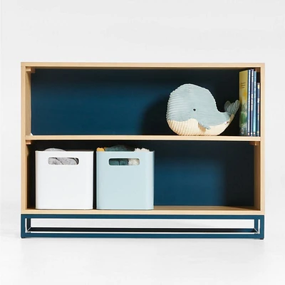 Outline Midnight Blue Metal and Wood 2-Shelf Bookcase