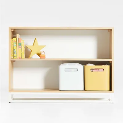 Outline White Metal and Wood 2-Shelf Bookcase