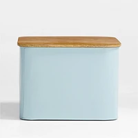 Outline Cloud Blue Medium Metal Storage Bin with Wood Lid