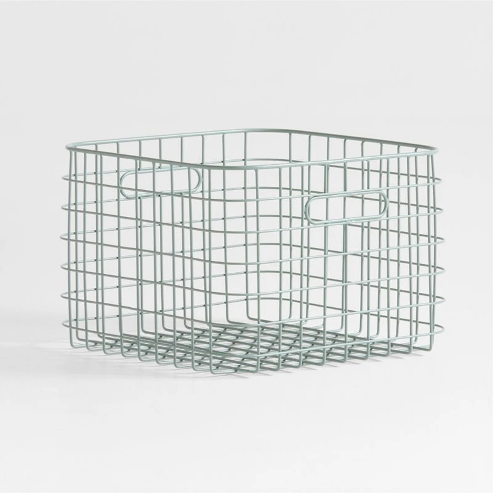 Outline Wire Metal Floor Storage Bin with Wood Lid