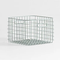 Outline Wire Metal Floor Storage Bin with Wood Lid