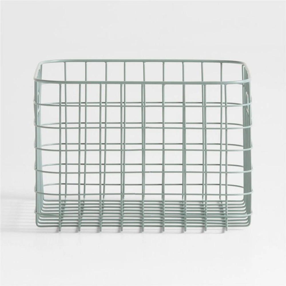 Outline Wire Metal Floor Storage Bin with Wood Lid