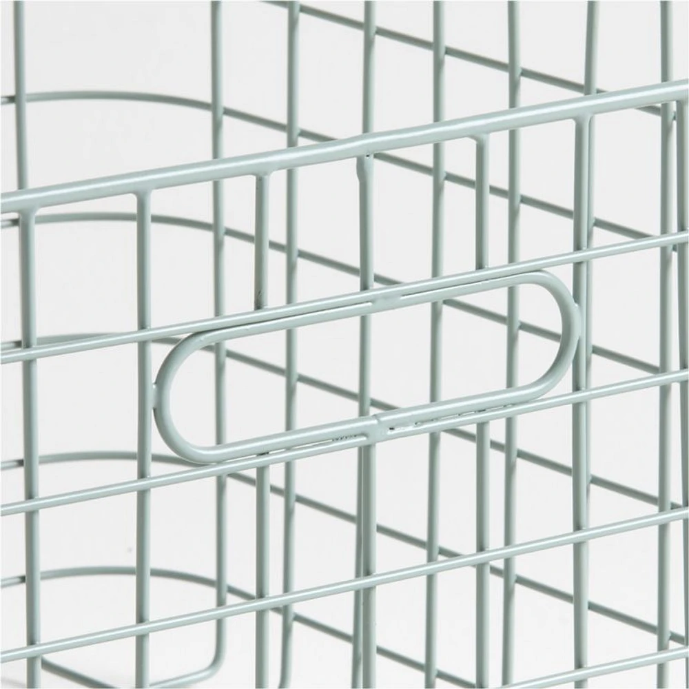 Outline Wire Metal Floor Storage Bin with Wood Lid
