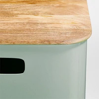 Outline Sage Large Metal Floor Storage Bin with Wood Lid