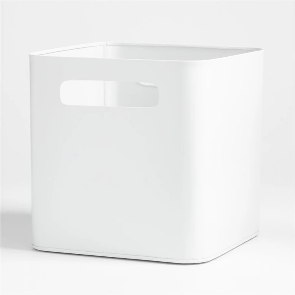 Outline White Metal Storage Bin with Handles