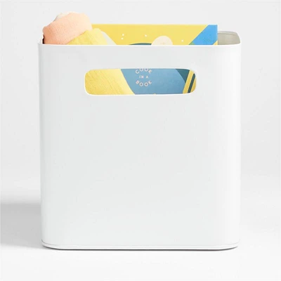 Outline White Metal Storage Bin with Handles