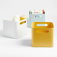 Outline White Metal Storage Bin with Handles
