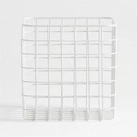 Outline White Wire Metal Storage Bin with Handles