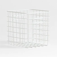 Outline White Wire Metal Storage Bin with Handles