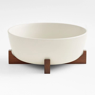 Oven-to-Table Serving Bowl with Dark Wood Trivet