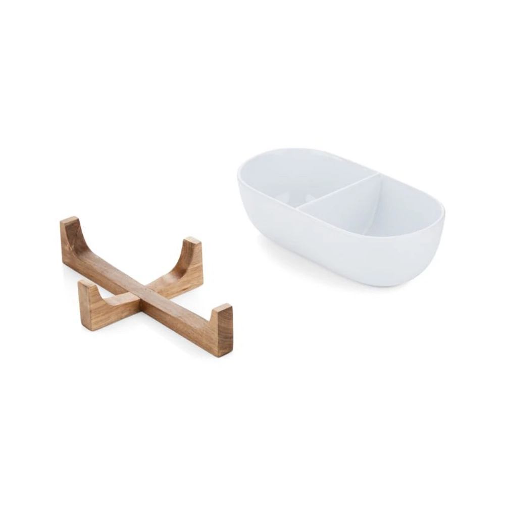 Oven-to-Table Two-Part Serving Dish with Wood Stand