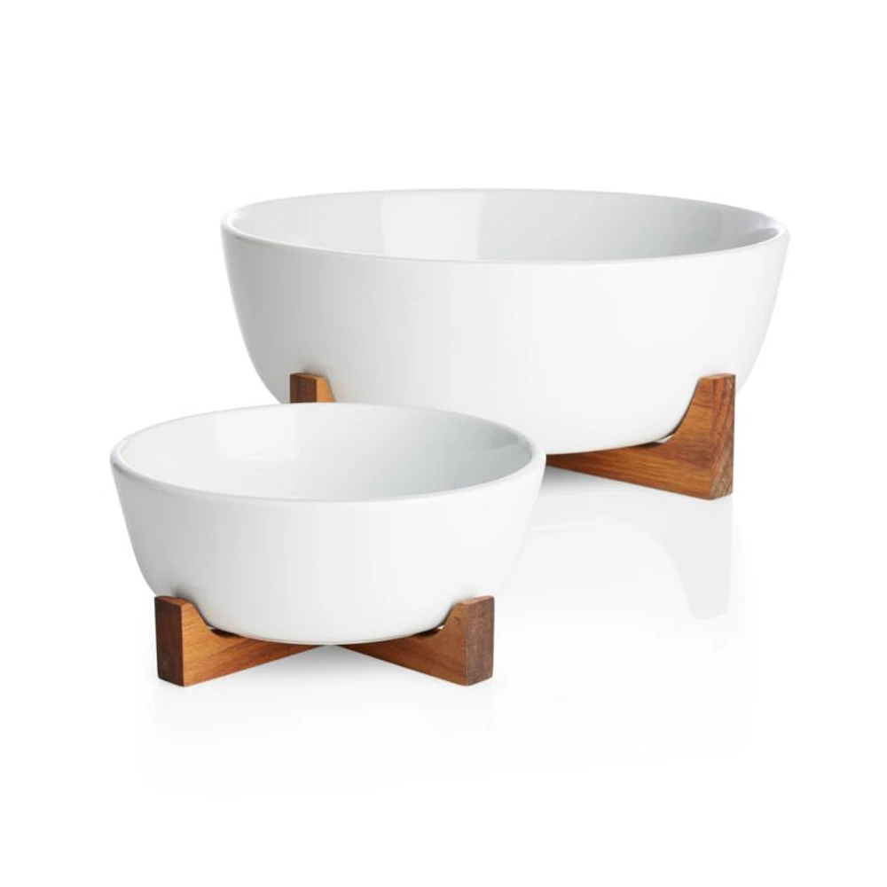 Oven-to-Table Small Serve Bowl with Wood Stand