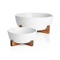 Oven-to-Table Small Serve Bowl with Wood Stand