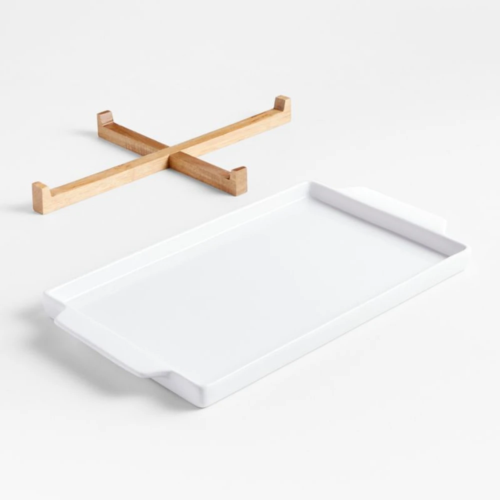 Oven-to-Table Ceramic Sheet Pan with Wood Stand