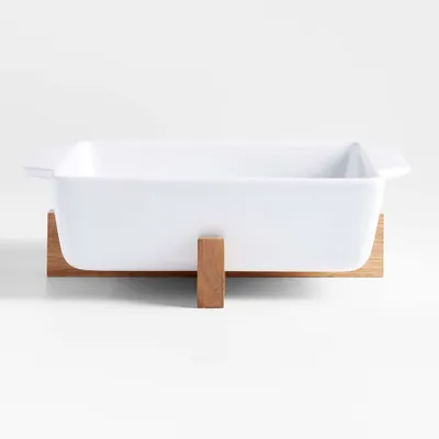 Oven-to-Table Square Baking Dish with Wood Stand